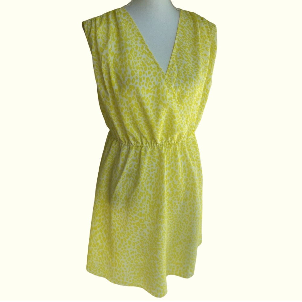 KARDASHIAN KOLLECTION YELLOW LEOPARD PRINT DRESS